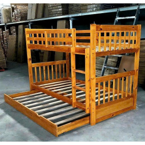 B012 - Oak : Giường 3 Tầng - Trên 1m / Dưới 1m / Chạm Đất 1m